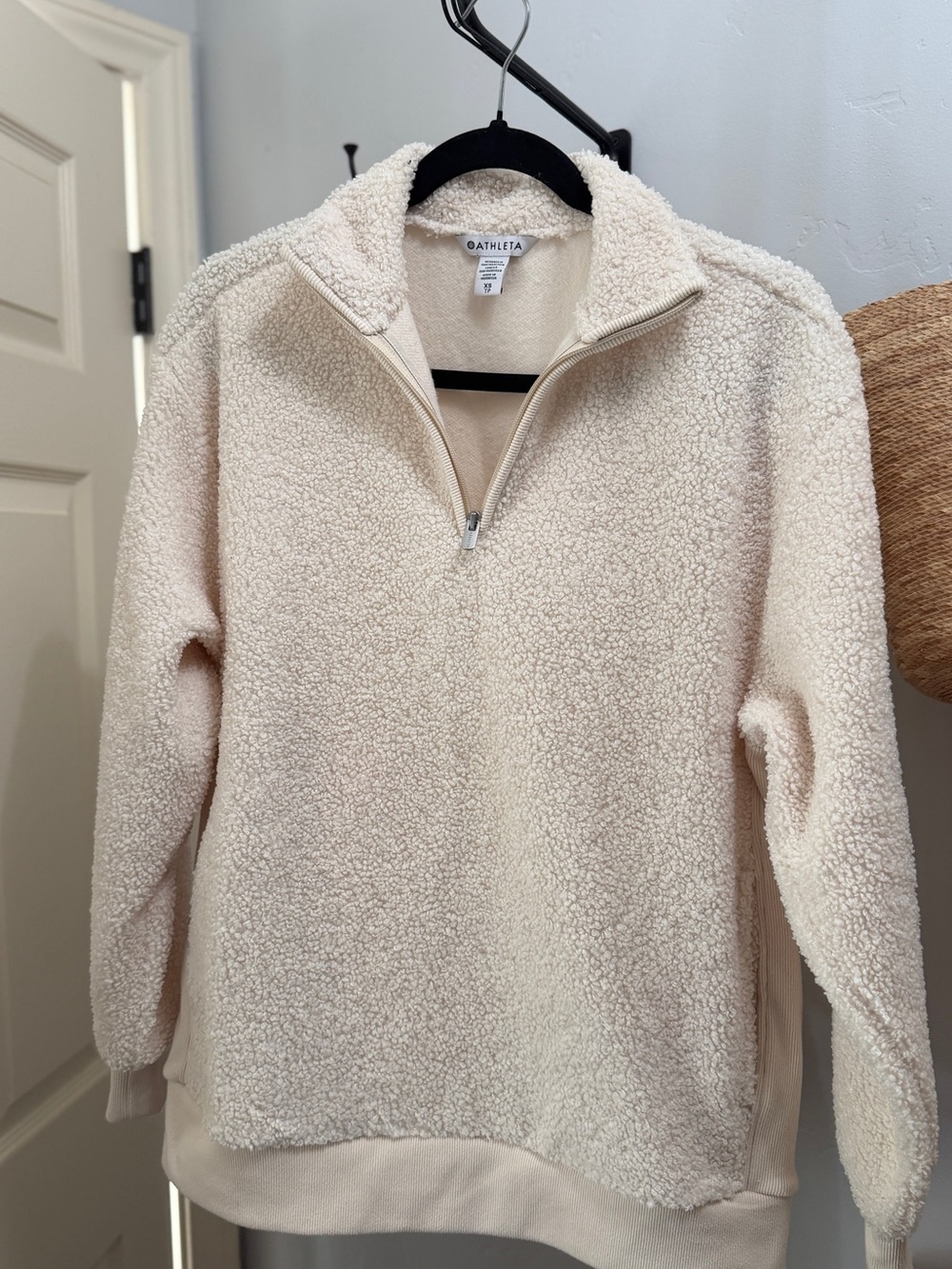 Athleta Cream Sherpa Half-Zip Pullover